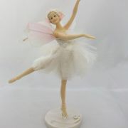 Μπαλαρίνα Νεράιδα, λευκή με ροζ φτερά - 1