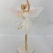 Μπαλαρίνα Νεράιδα, λευκή με ροζ φτερά - 2