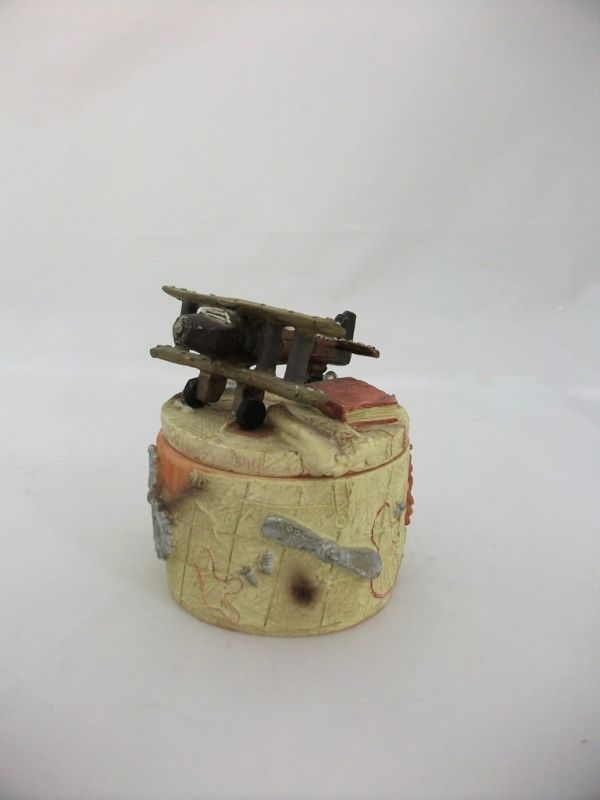 Κουτάκι στρογγυλό για μικροαντικείμενα, με σχέδιο αεροπλάνο - 1