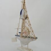 Διακοσμητικό σκάφος ξύλινο με πανί από δίχτυ - 2