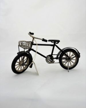 Μεταλλική μινιατούρα ποδήλατο μαύρο με καλαθάκι