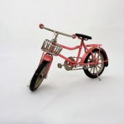 Μεταλλική μινιατούρα ποδήλατο ροζ με καλαθάκι - 2