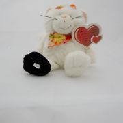 Λούτρινη άσπρη γατούλα με μήνυμα αγάπης, 20 εκ - 1