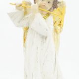 Κεραμικό αγγελάκι με χρυσά φτερά, φλάουτο - 1