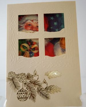 Χριστουγεννιάτικη κάρτα Άγιος Βασίλης παράθυρο