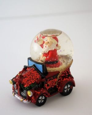 Χριστουγεννιάτικη χιονόμπαλα αυτοκινητάκι glitter