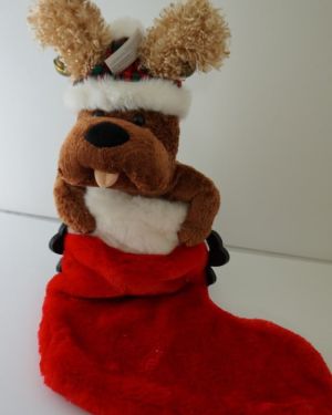 Χριστουγεννιάτικη διακοσμητική μπότα σκυλάκι 55εκ