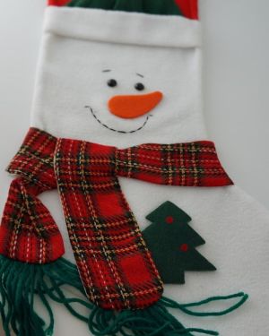 Χριστουγεννιάτικη διακοσμητική κάλτσα χιονάνθρωπος κασκόλ