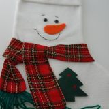 Χριστουγεννιάτικη διακοσμητική κάλτσα, χιονάνθρωπος κασκόλ 45εκ - 1