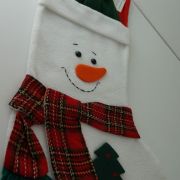Χριστουγεννιάτικη διακοσμητική κάλτσα, χιονάνθρωπος κασκόλ 45εκ - 2