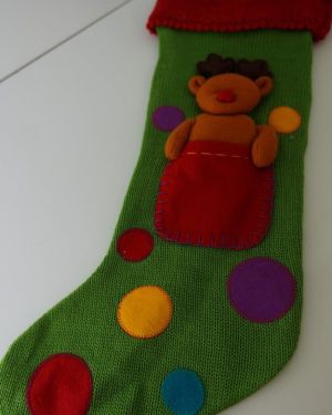 Χριστουγεννιάτικη κάλτσα πουά με τάρανδο, 48εκ