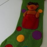 Χριστουγεννιάτικη κάλτσα πουά με τάρανδο, 48εκ - 1