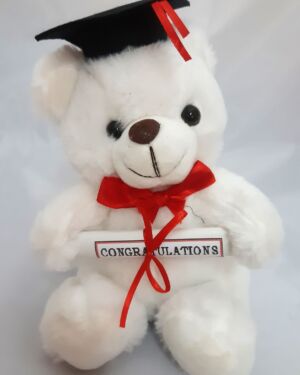 Αρκουδάκι λευκό αποφοίτησης 20εκ