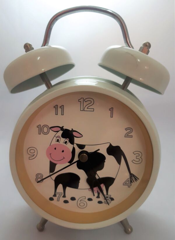 Ρολόι μεταλλικό επιτραπέζιο με ξυπνητήρι αγελαδίτσα