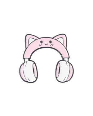 Καρφίτσα διακοσμητική μεταλλική ακουστικά ροζ