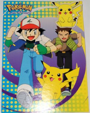 Πόκεμον κάρτα γενεθλίων με καρφίτσα Ash, Brock και Pikachu