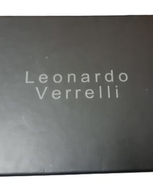 Δερμάτινο σετ δώρου πορτοφόλι και μπρελόκ κεραμιδί Leonardo Verrelli