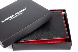 Πορτοφόλι δερμάτινο Mario Rossi κόκκινο και μαύρο