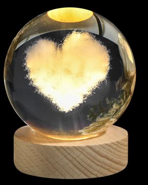 Γυάλινη σφαίρα φωτιστικό με 3D σχέδιο καρδιά