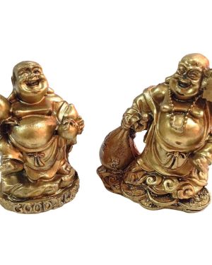Χαμογελαστός Βούδας κεραμικός χρυσός σετ Α