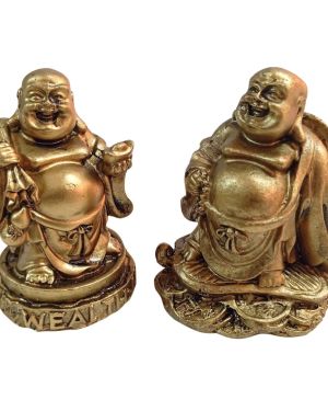 Χαμογελαστός Βούδας κεραμικός χρυσός σετ Β