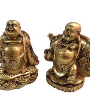 Χαμογελαστός Βούδας κεραμικός χρυσός σετ Γ