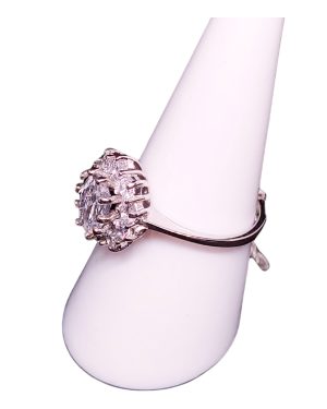 Δαχτυλίδι ασημένιο με ζιργκόν σχέδιο Ροζέτα